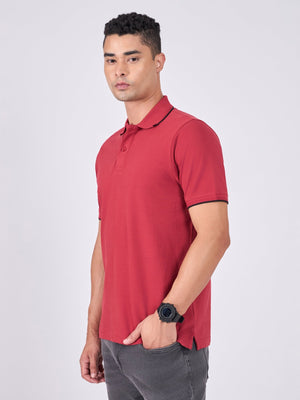 Orwell - Polo T-Shirt with Contrast Tipping - Robust Red - Espanshe