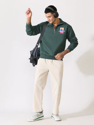 Zelios - Green Adventure Graphic Half-Zip Sweatshirt - Espanshe