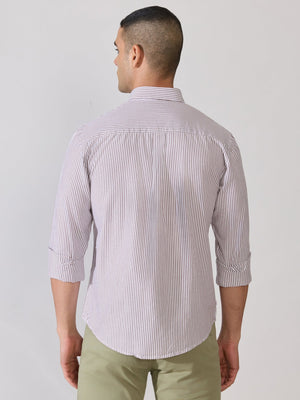 Neocut - Relaxed Striped Oxford Shirt - Brown - Espanshe