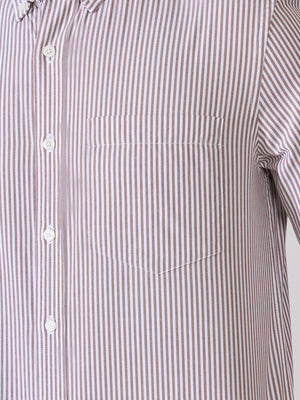 Neocut - Relaxed Striped Oxford Shirt - Brown - Espanshe