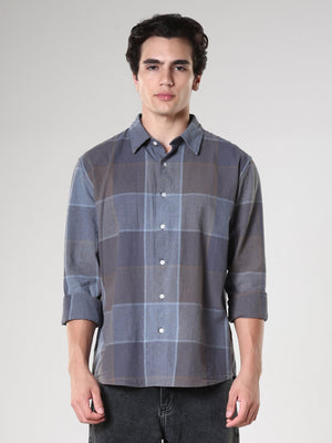 Axel - Checkered Regular Shirt - Cement - Espanshe