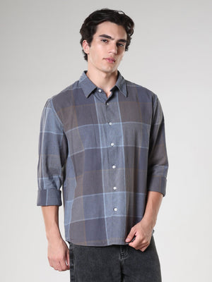 Axel - Checkered Regular Shirt - Cement - Espanshe