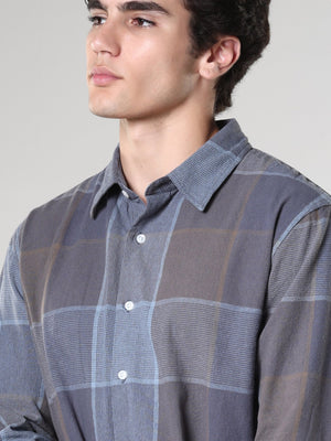 Axel - Checkered Regular Shirt - Cement - Espanshe
