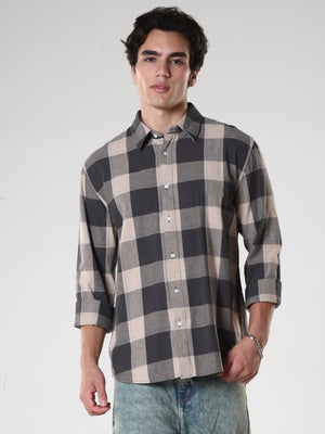 men's black checkered shirt made from pure cotton.