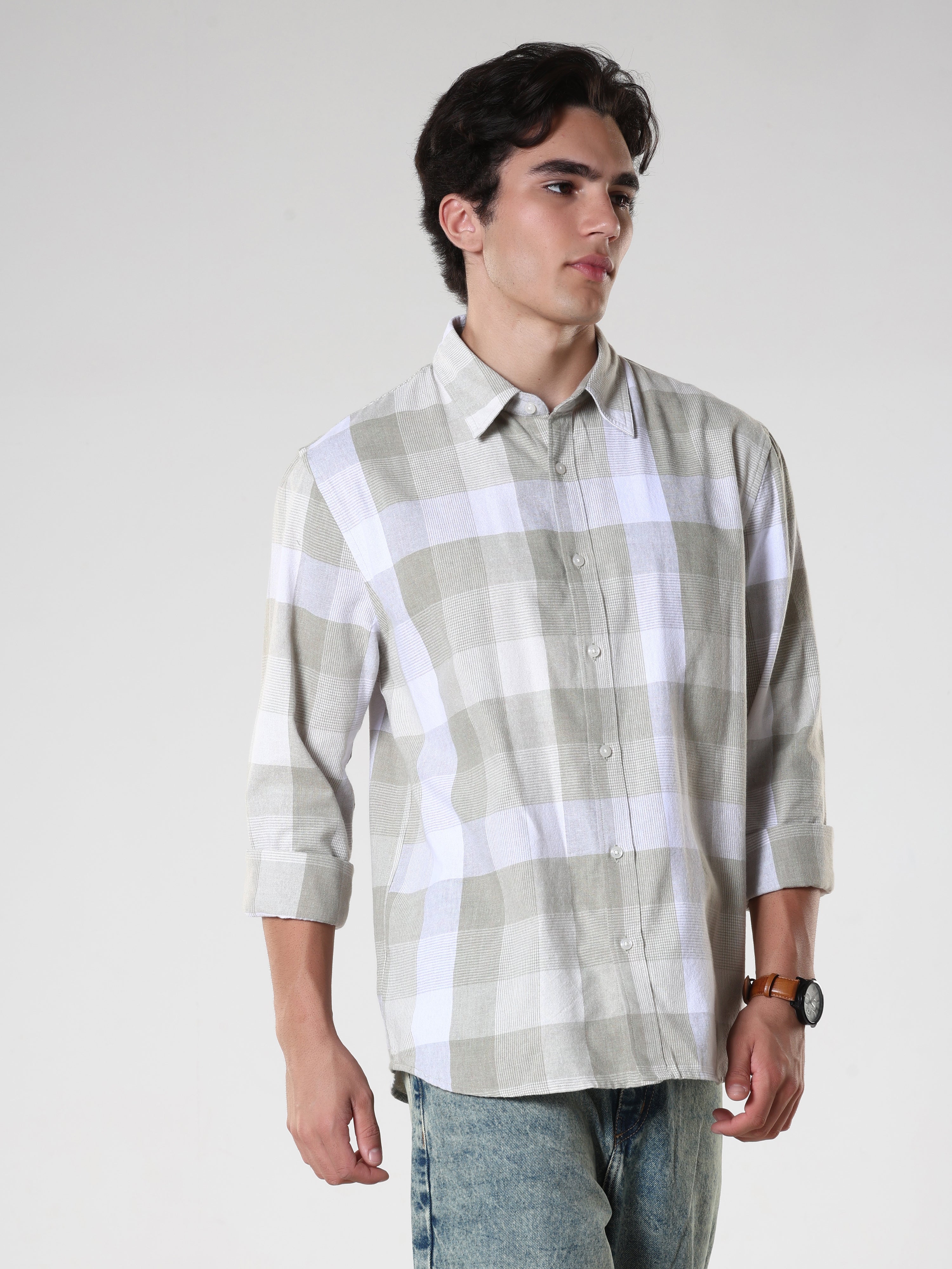Amabel - Checkered Regular fit Shirt - Grey