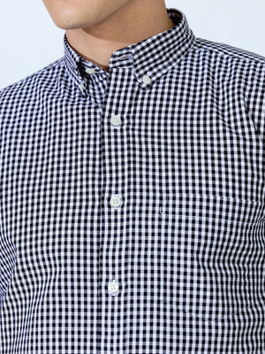 Sara - 100% Cotton Gingham Shirt - Black - Espanshe