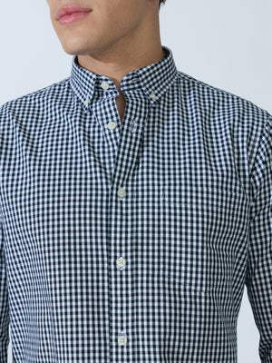 Sara - 100% Cotton Gingham Shirt - Dark Green - Espanshe