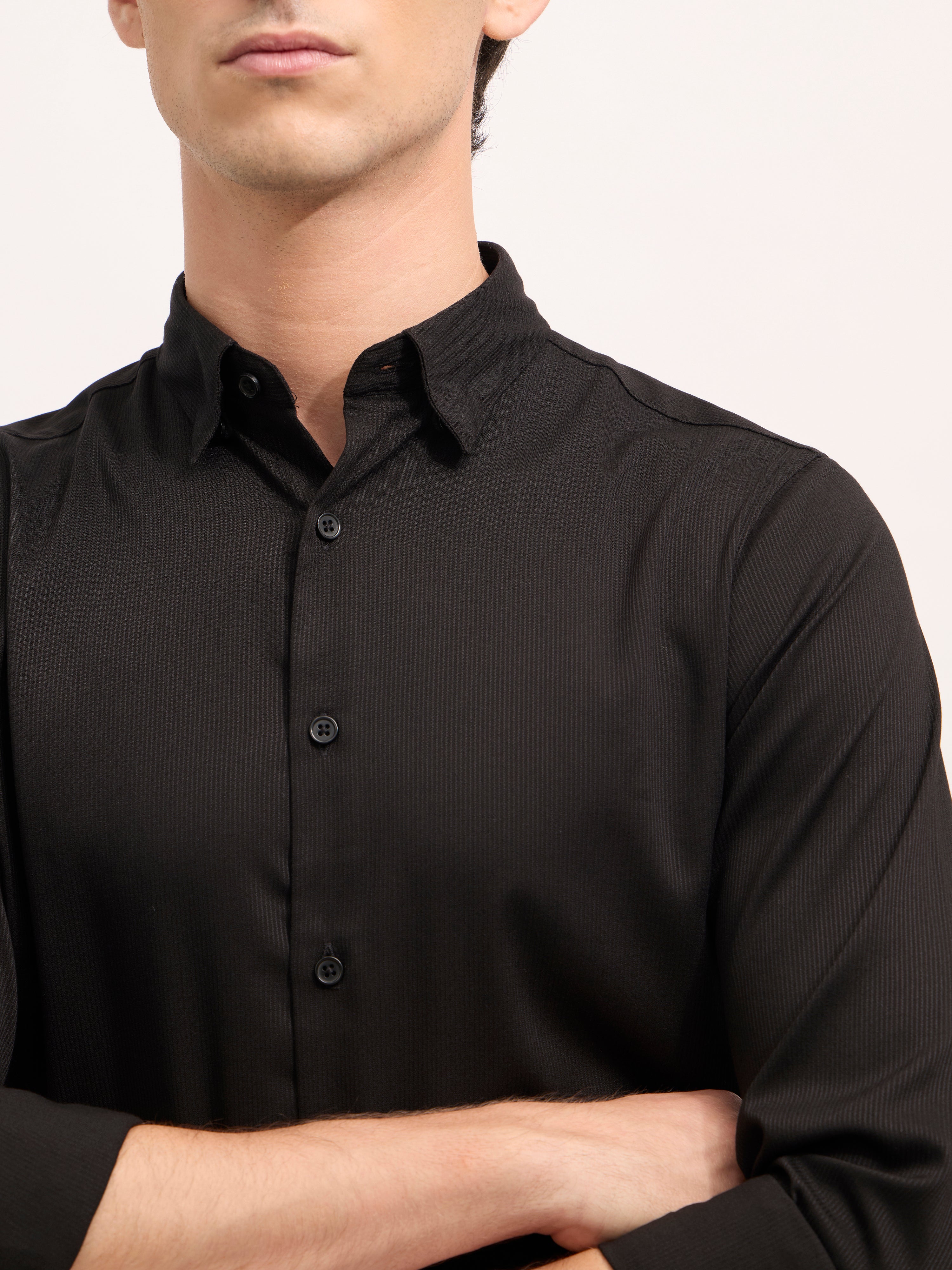 Ivar - Turkish Fit Striped Shirt - Black