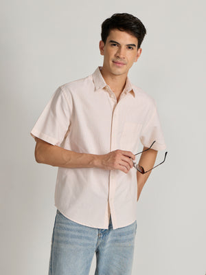 Men's Striped shirt in peach
