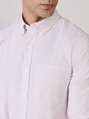 Neocut - Relaxed Striped Oxford Shirt - Peach - Espanshe