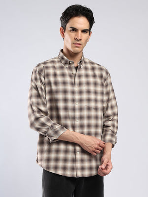 Lutana - Oxford Checks Shirt - Beige - Espanshe