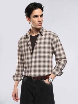 Lutana - Oxford Checks Shirt - Beige - Espanshe