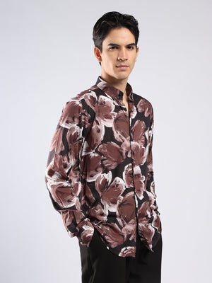 Auvomo - Digital Printed Shirt - Chocolate Brown - Espanshe
