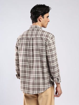 Lutana - Oxford Checks Shirt - Muted Brown - Espanshe
