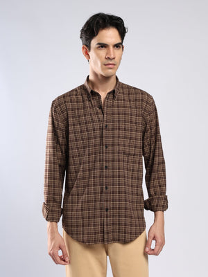 Vololo - Relaxed Fit Checks Shirt - Brown - Espanshe