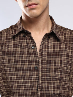 Vololo - Relaxed Fit Checks Shirt - Brown - Espanshe