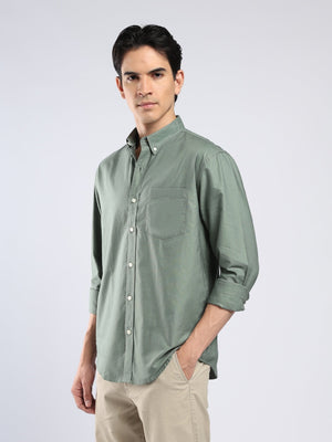 Tava - Relaxed Fit Oxford Shirt - Green - Espanshe