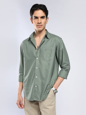 Tava - Relaxed Fit Oxford Shirt - Green - Espanshe
