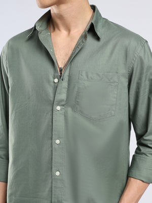 Tava - Relaxed Fit Oxford Shirt - Green - Espanshe
