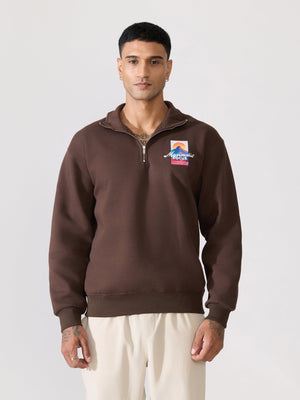 Zelios - Dark Brown Adventure Graphic Half-Zip Sweatshirt - Espanshe