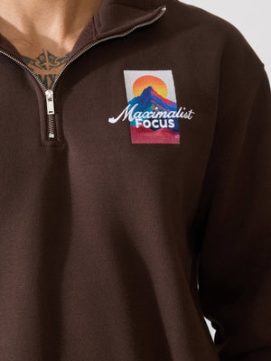 Zelios - Dark Brown Adventure Graphic Half-Zip Sweatshirt - Espanshe