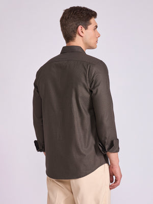 Men's Micro Houndstooth Shirt in Rich Brown