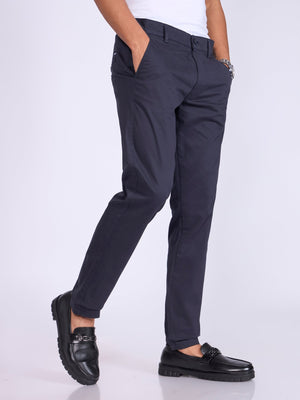 Existence - Skinny Fit Cotton Pant - Navy Blue - Espanshe