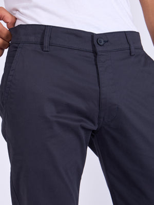 Men's Skinny Fit Cotton Pant in navy blue