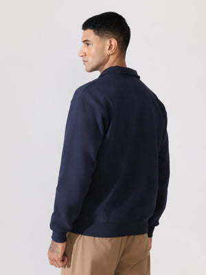 Zelios - Navy Blue IYKYK Graphic Half-Zip Sweatshirt - Espanshe