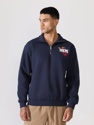 Zelios - Navy Blue IYKYK Graphic Half-Zip Sweatshirt - Espanshe
