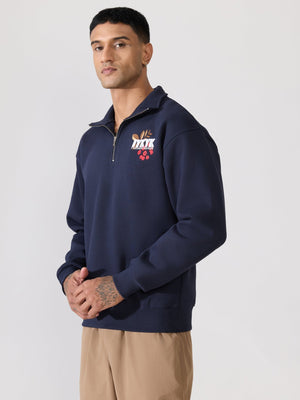 Zelios - Navy Blue IYKYK Graphic Half-Zip Sweatshirt - Espanshe