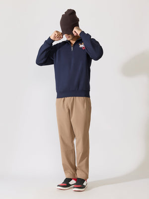 Zelios - Navy Blue IYKYK Graphic Half-Zip Sweatshirt - Espanshe