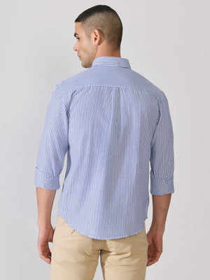 Neocut - Relaxed Striped Oxford Shirt - Persion Blue - Espanshe