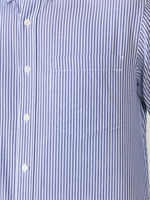 Neocut - Relaxed Striped Oxford Shirt - Persion Blue - Espanshe