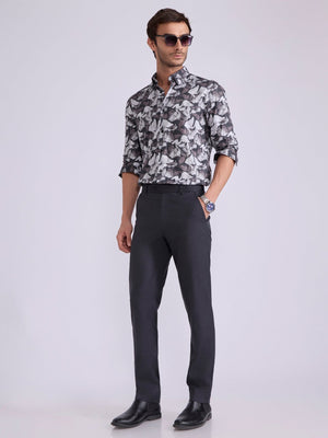 Ulfred - Satin Floral Printed Shirt - Brown - Espanshe