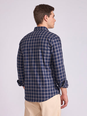 Men's Check Shirt in Midnight Blue