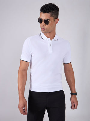 Orwell - Polo T-Shirt with Contrast Tipping - White - Espanshe