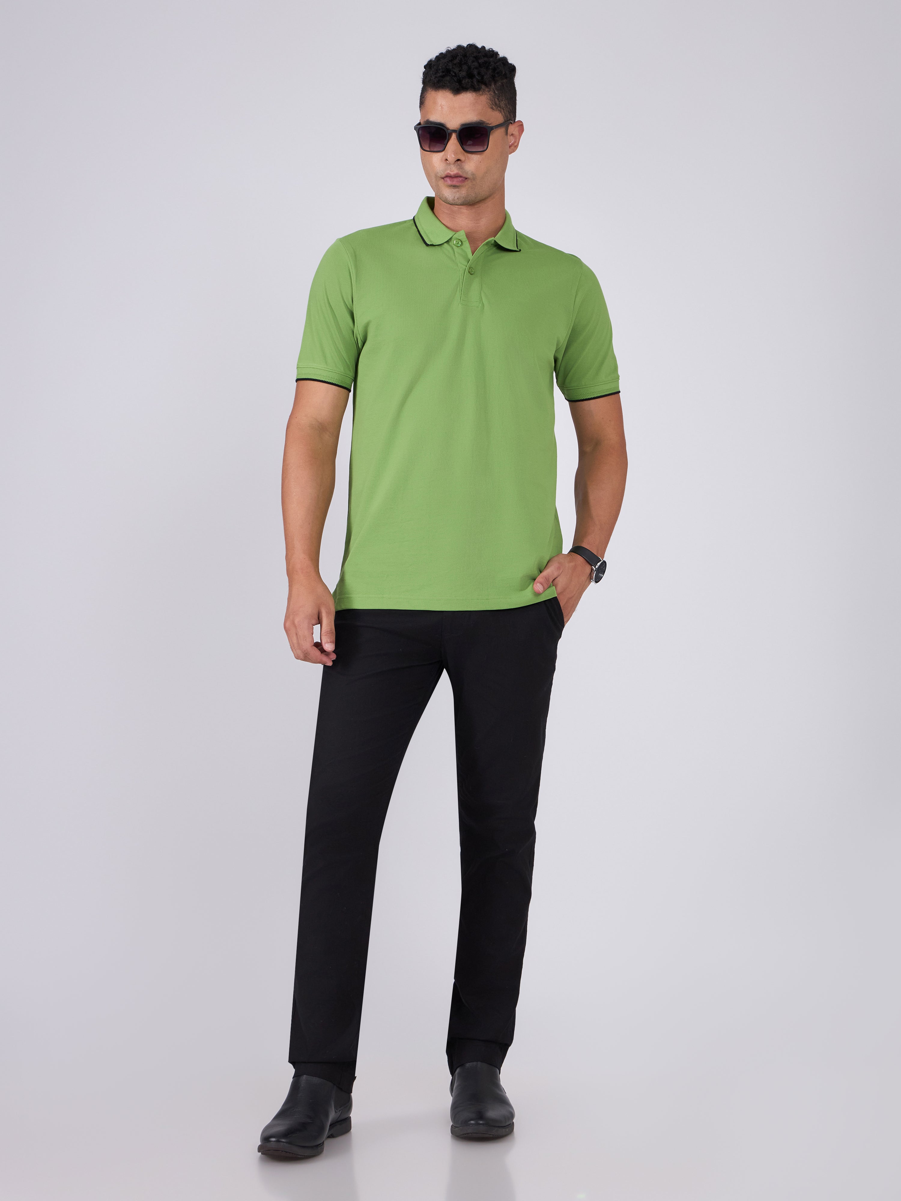 Men's Polo T-Shirt with Contrast Tipping - nephrite