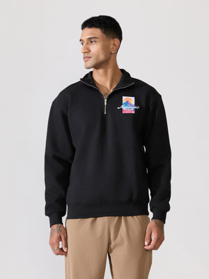 Men's Black Adventure Graphic Half-Zip Sweatshirt