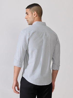 Neocut - Relaxed Striped Oxford Shirt - Green - Espanshe