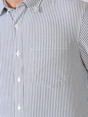 Neocut - Relaxed Striped Oxford Shirt - Green - Espanshe