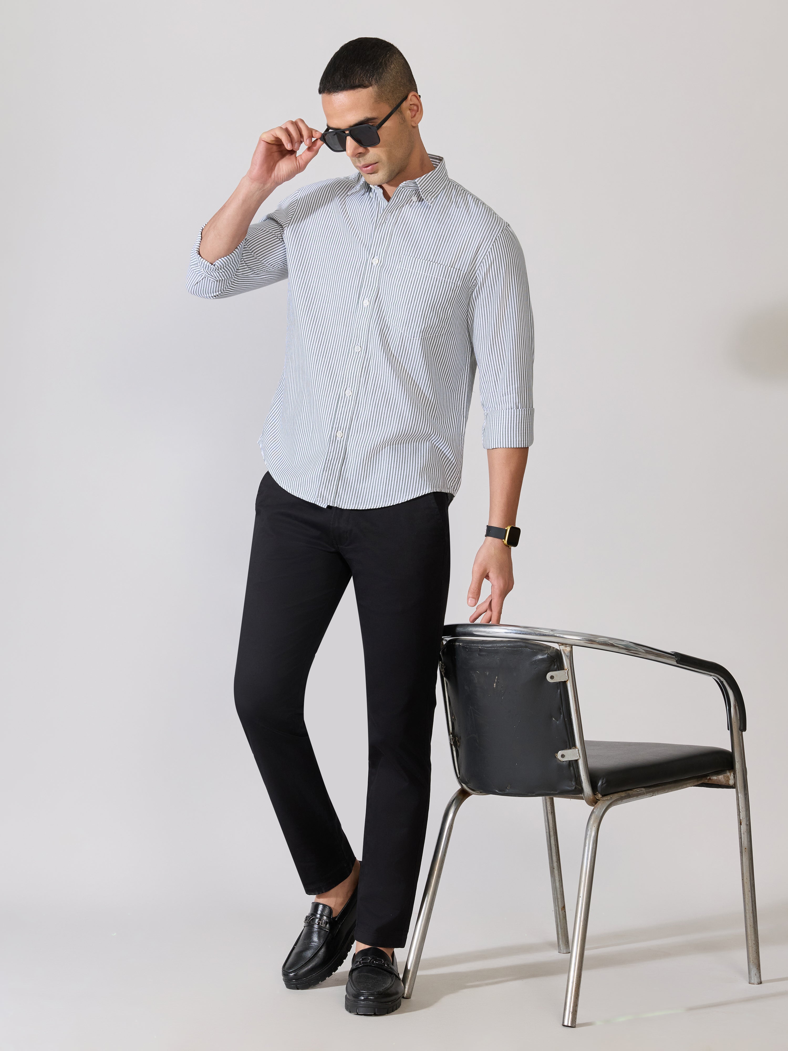 Neocut - Relaxed Striped Oxford Shirt - Green