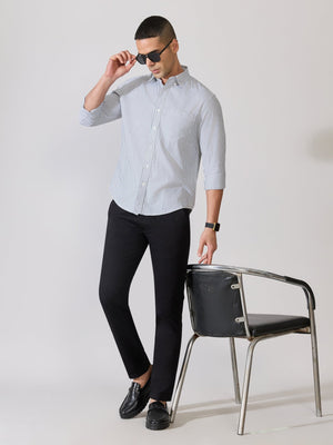 Neocut - Relaxed Striped Oxford Shirt - Green - Espanshe