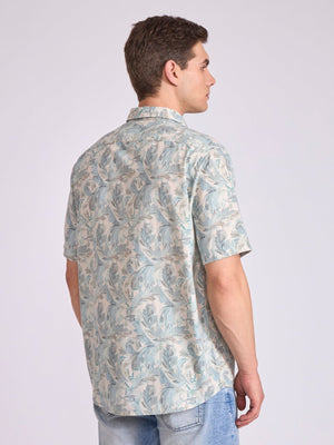 Lucius - Printed Half Sleeve Shirt - Light Teal - Espanshe