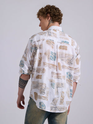 Blaz - Drop Shoulder Printed Shirt - Brown - Espanshe