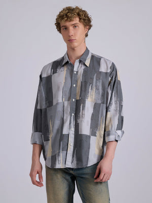 Blaz - Drop Shoulder Printed Shirt - Grey - Espanshe