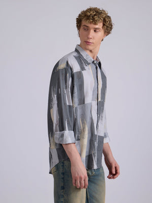 Blaz - Drop Shoulder Printed Shirt - Grey - Espanshe