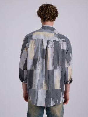 Men's Drop Shoulder Printed Shirt - grey