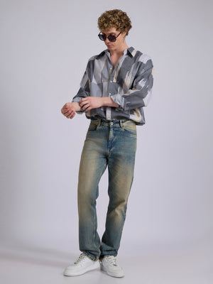 Blaz - Drop Shoulder Printed Shirt - Grey - Espanshe