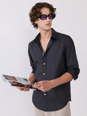 Erzela - Smart Fit Striped Shirt - Black - Espanshe